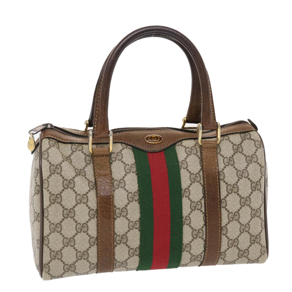GUCCI GG Canvas Web Sherry Line Hand Bag Beige Red Green 24 012 3841 Auth 49785 - Picture 1 of 16
